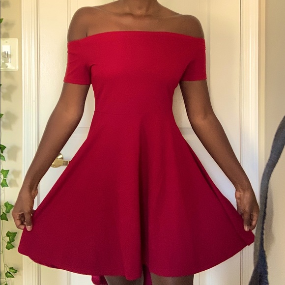 Ruby Red Off-The-Shoulder Dress - Picture 1 of 3